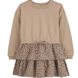 Carter’s Leopard Print Ruffle Long Sleeve Dress